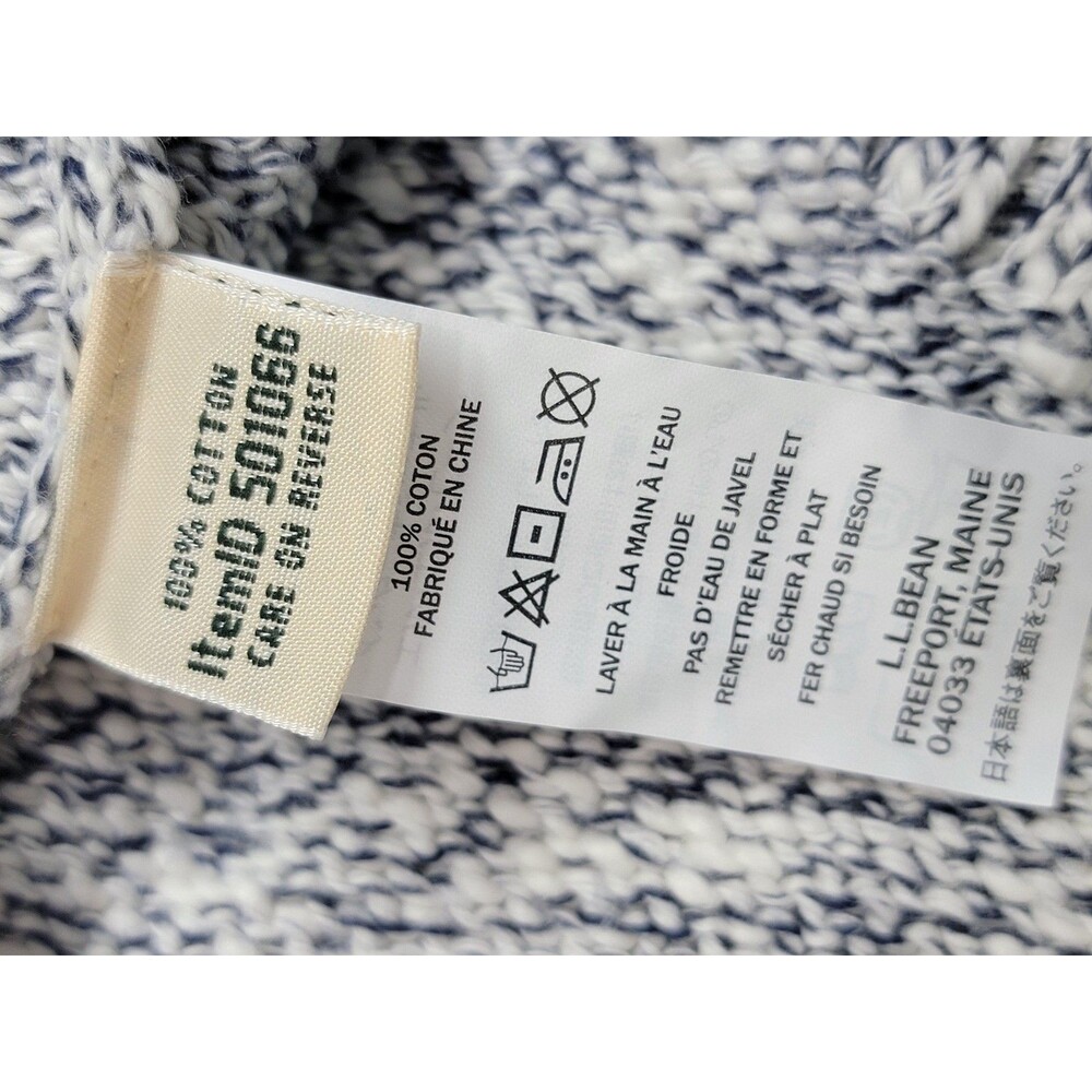 L.L.Bean Sweater Mens XL Gray White Marled Knit Cotton Full Zip Cardigan Pockets - Picture 6 of 11